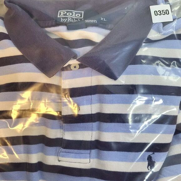 Polo Ralph Lauren Shirt Mens XL Blue Striped Short Sleeve Made In Bolivia‎ - Picture 8 of 9